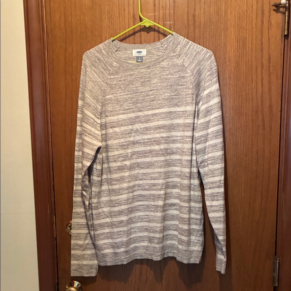 Old Navy Heathered Gray Striped Sweater